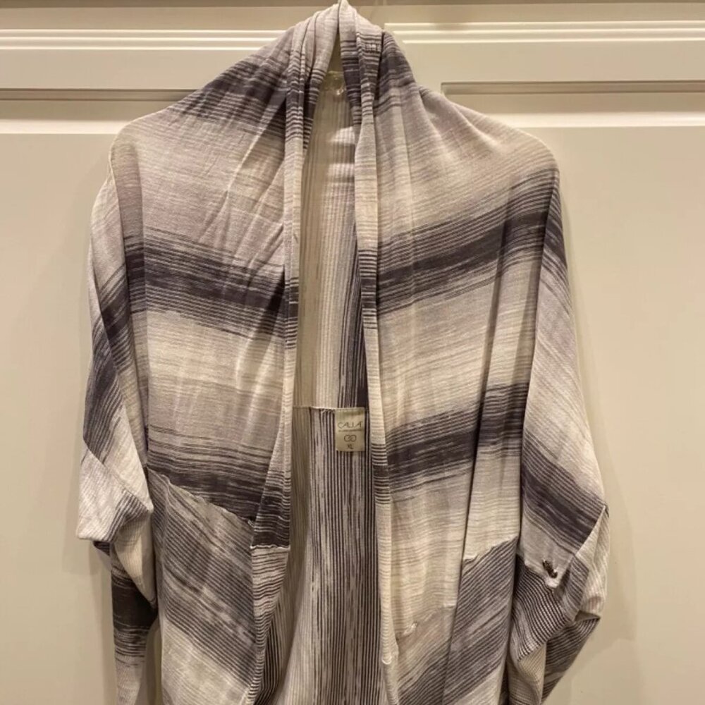 Calia Womens Size XL Gray Striped Cocoon Open Sweater Cardigan NWOT